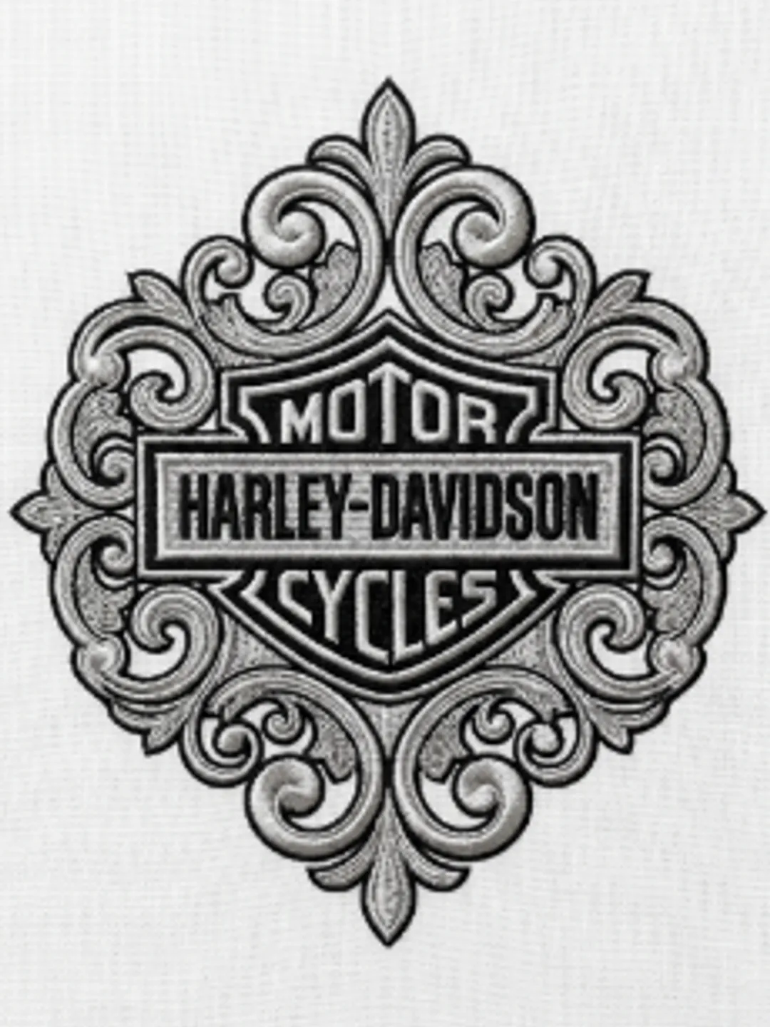 Ornate Harley-Davidson Filigree Embroidery Design – Vintage