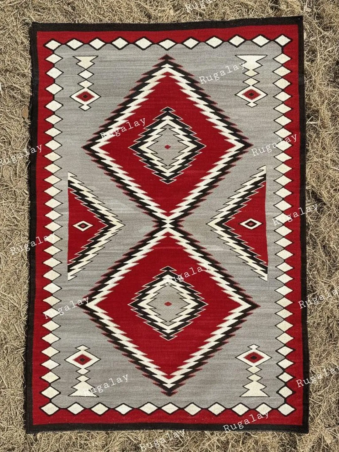 Southwestern Rug Red Navajo Rug Kilim Hand Woven Native American ...