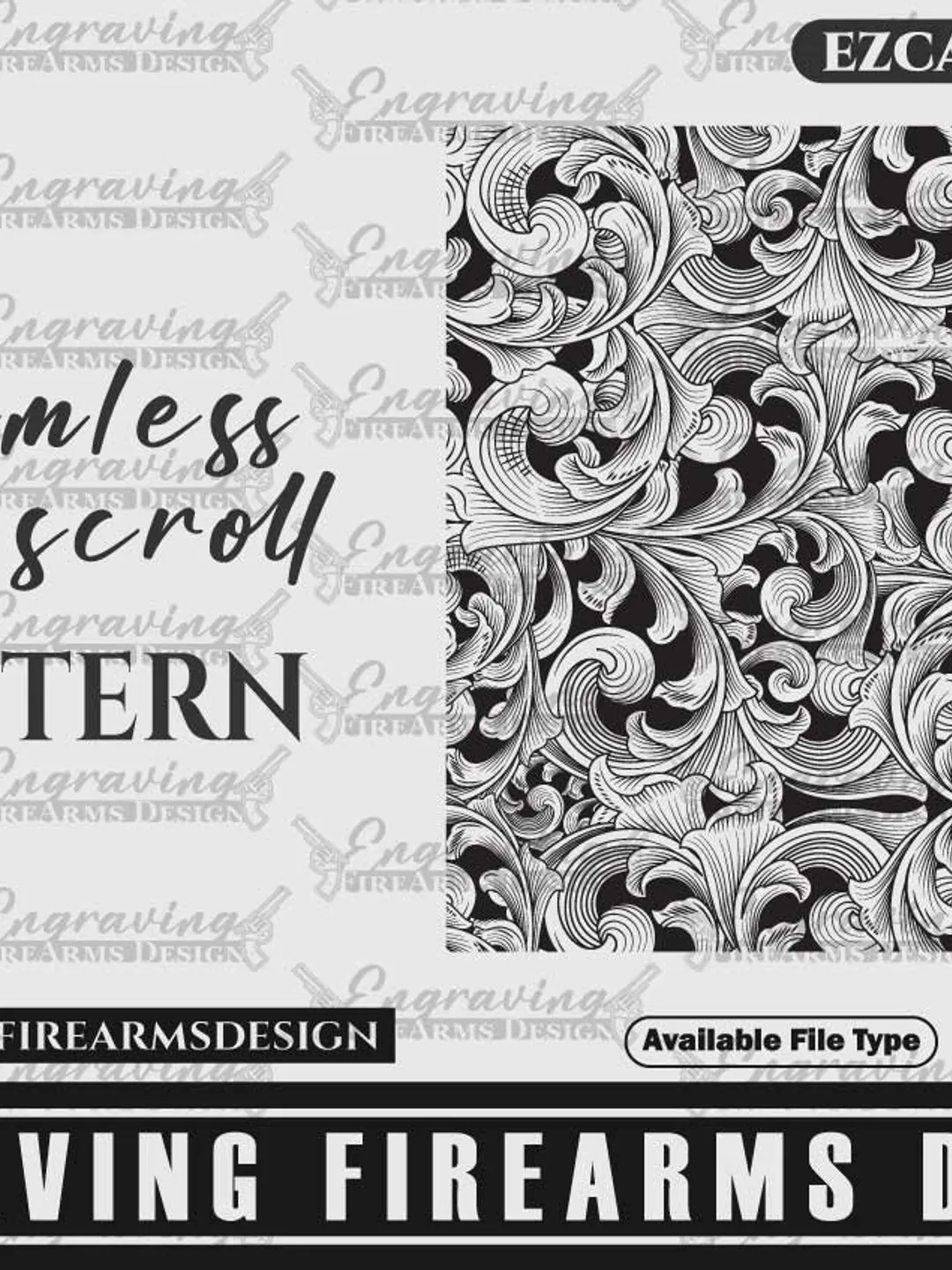 Engraving Firearms Design Seamless Scroll Pattern