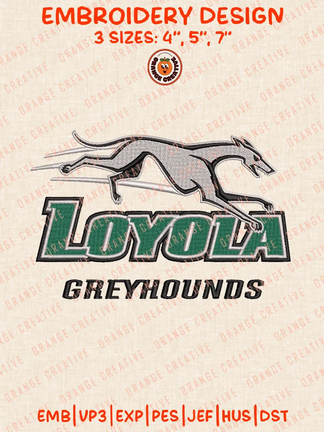 Loyola Maryland Greyhounds Logos Embroidery Design Files, NCAA Logos Embroidery Designs, Machine Embroidery Files, 4 Sizes, Custom Sizes, Instant Download