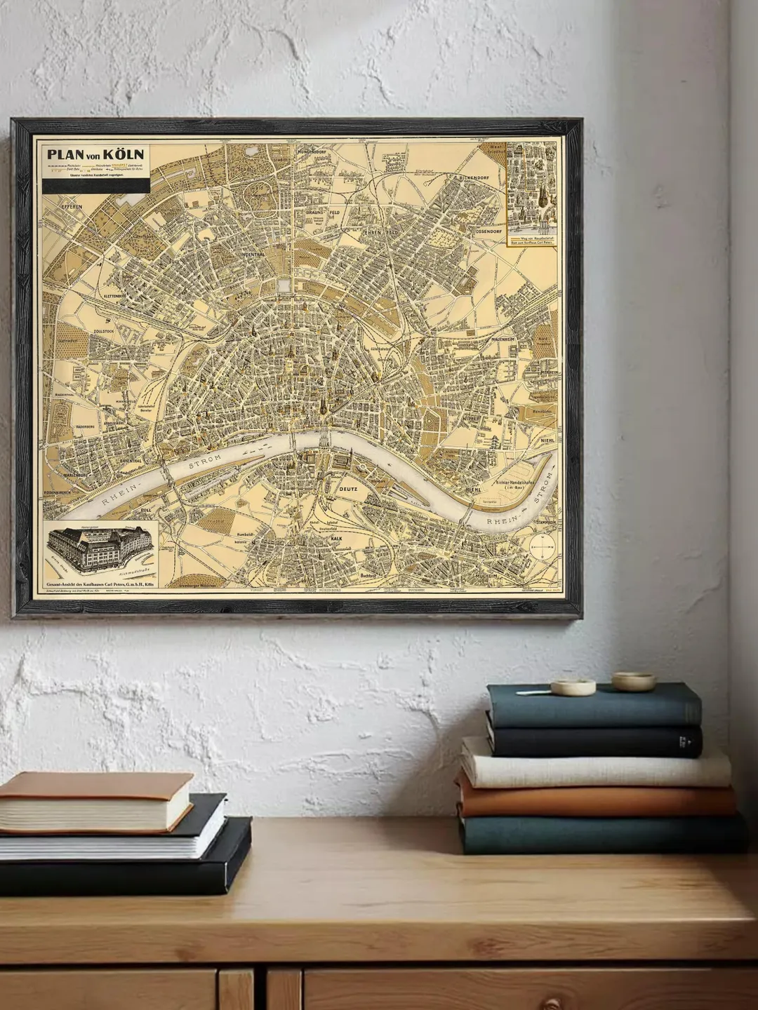 Vintage 1930 Map of Cologne Germany | City Wall Art Print