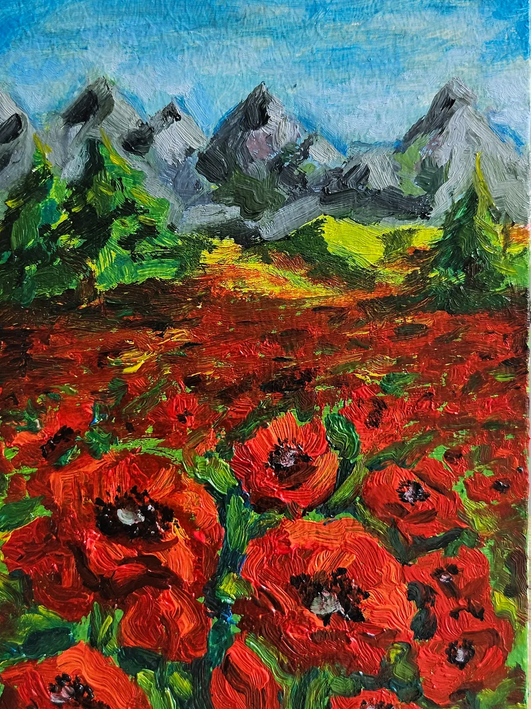 Poppy in the mountains | oil painting | 10×15