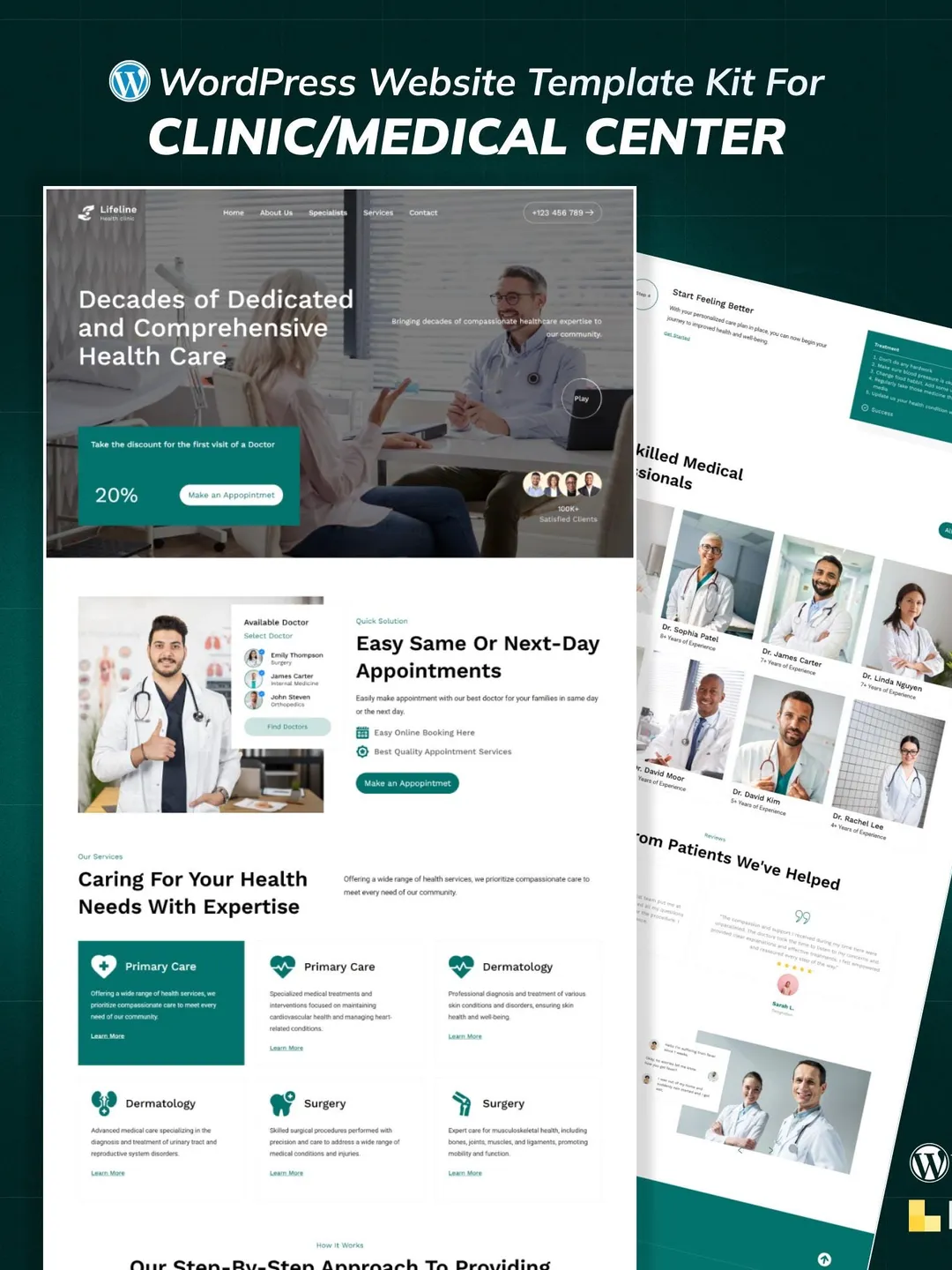 Healthcare WordPress Bricks Builder Template Kit | Doctor, Medical, Clinic & Hospital Website Template