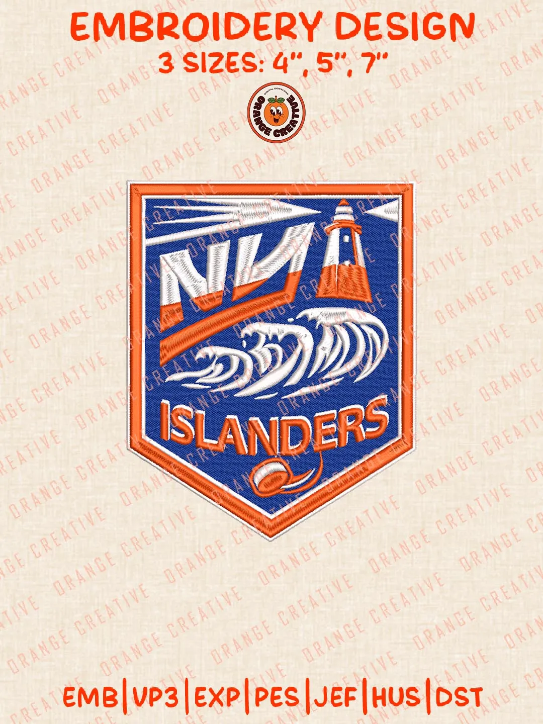 New York Islanders NHL Logos Embroidery Designs, NHL Hockey Team Logo Embroidery Files, Machine Embroidery Design File, 4 Sizes, Custom Size, Digital Download