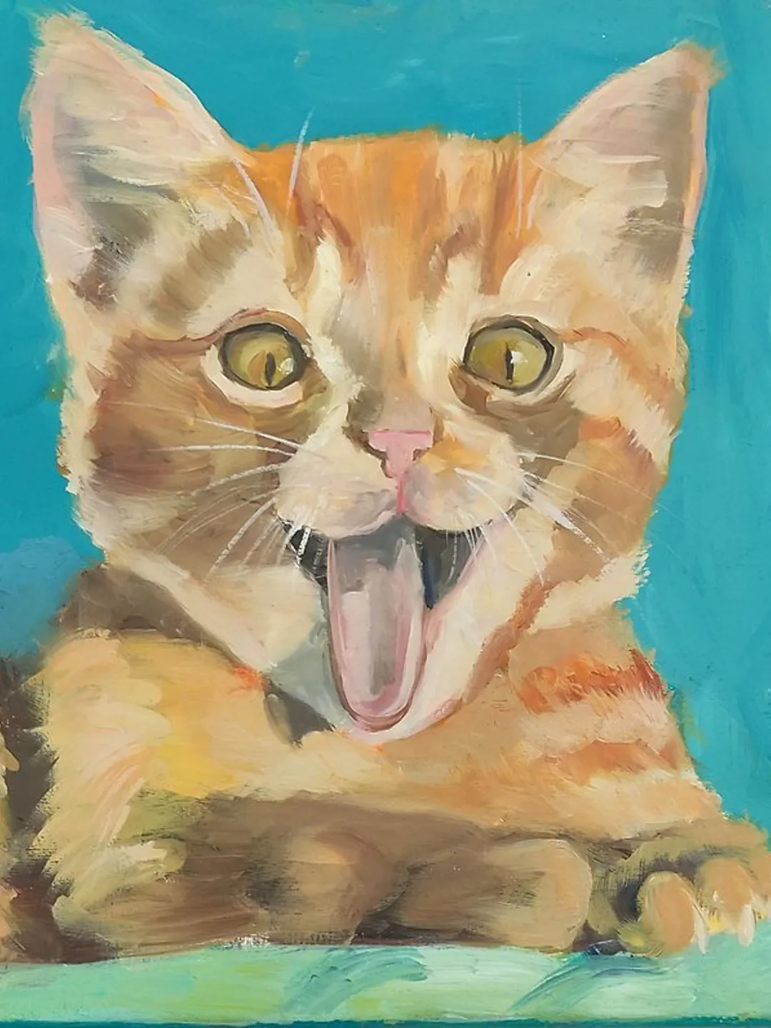 Kitten Original Art Red Cat Oil Painting Animal Pet Painting