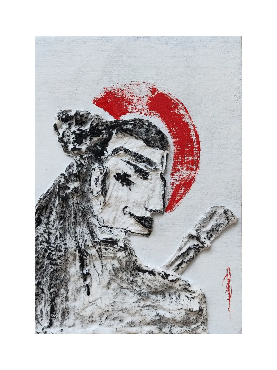 Textured painting.Wabisabi style.Interior painting Samurai