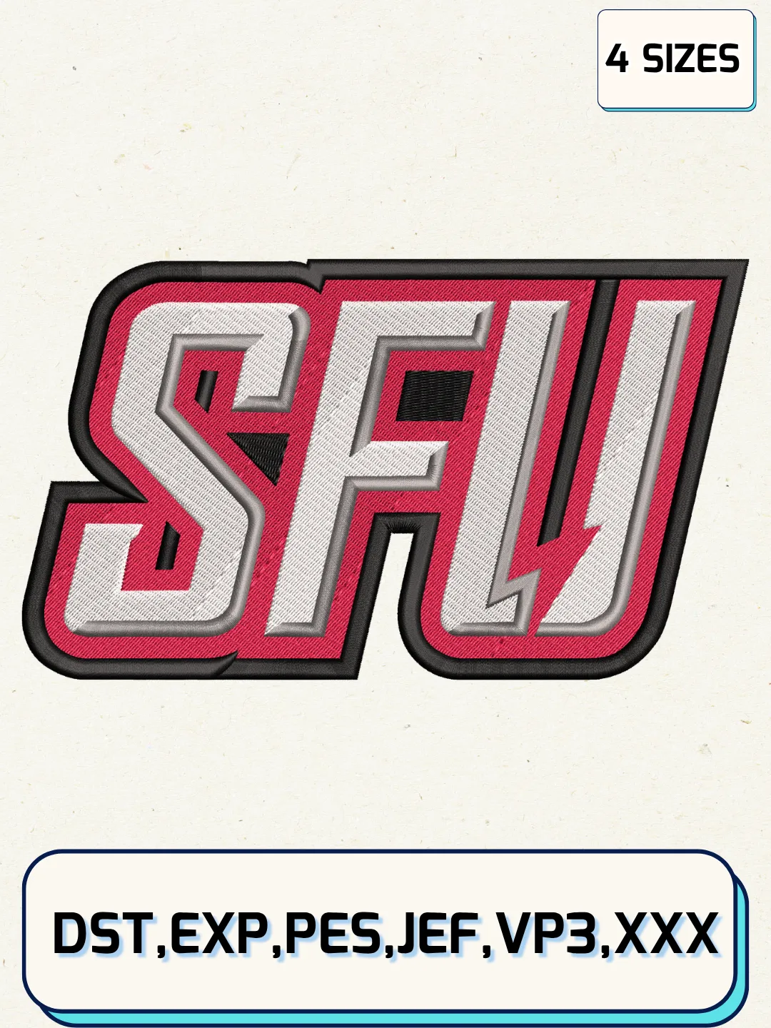 Saint Francis Red Flash Logos Embroidery Design Files, NCAA Logos Embroidery Designs, Machine Embroidery Files, 4 Sizes