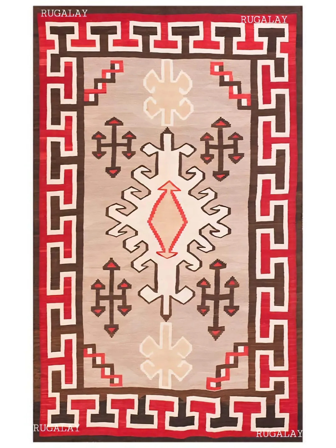Southwestern Rug Red Navajo Rug Kilim Hand Woven Native American ...