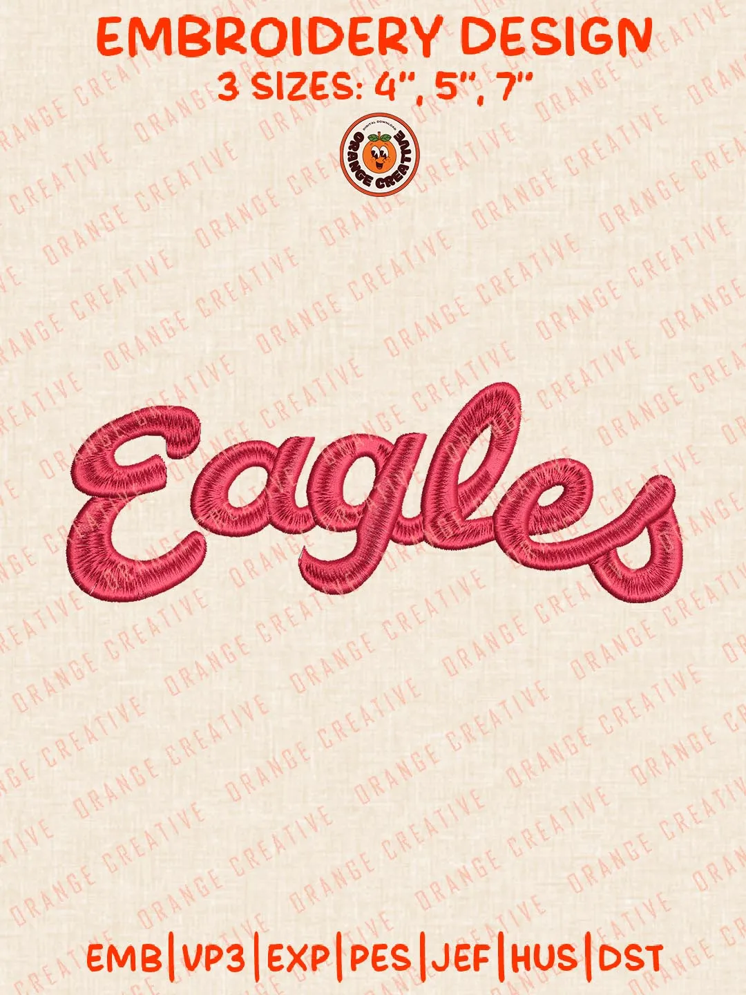 NCAA Eagles Embroidery Design, NCAA Eastern Washington Eagles Team Logo Embroidery Design, Machine Embroidery Design File, 4 Sizes, Custom Size, Digital Download