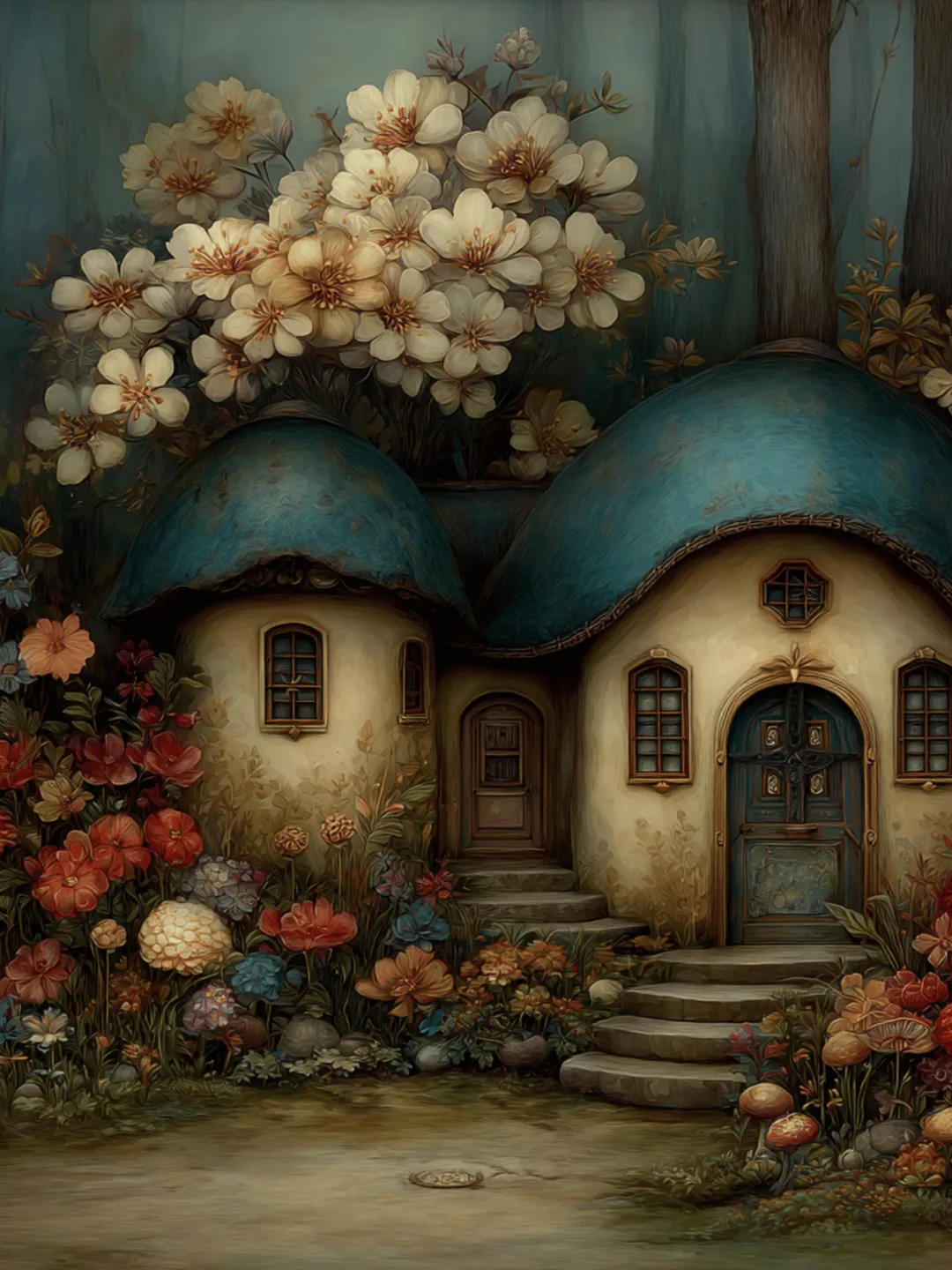 23 Whimsical Storybook Cottage Village Art Set, Painterly Fantasy ...