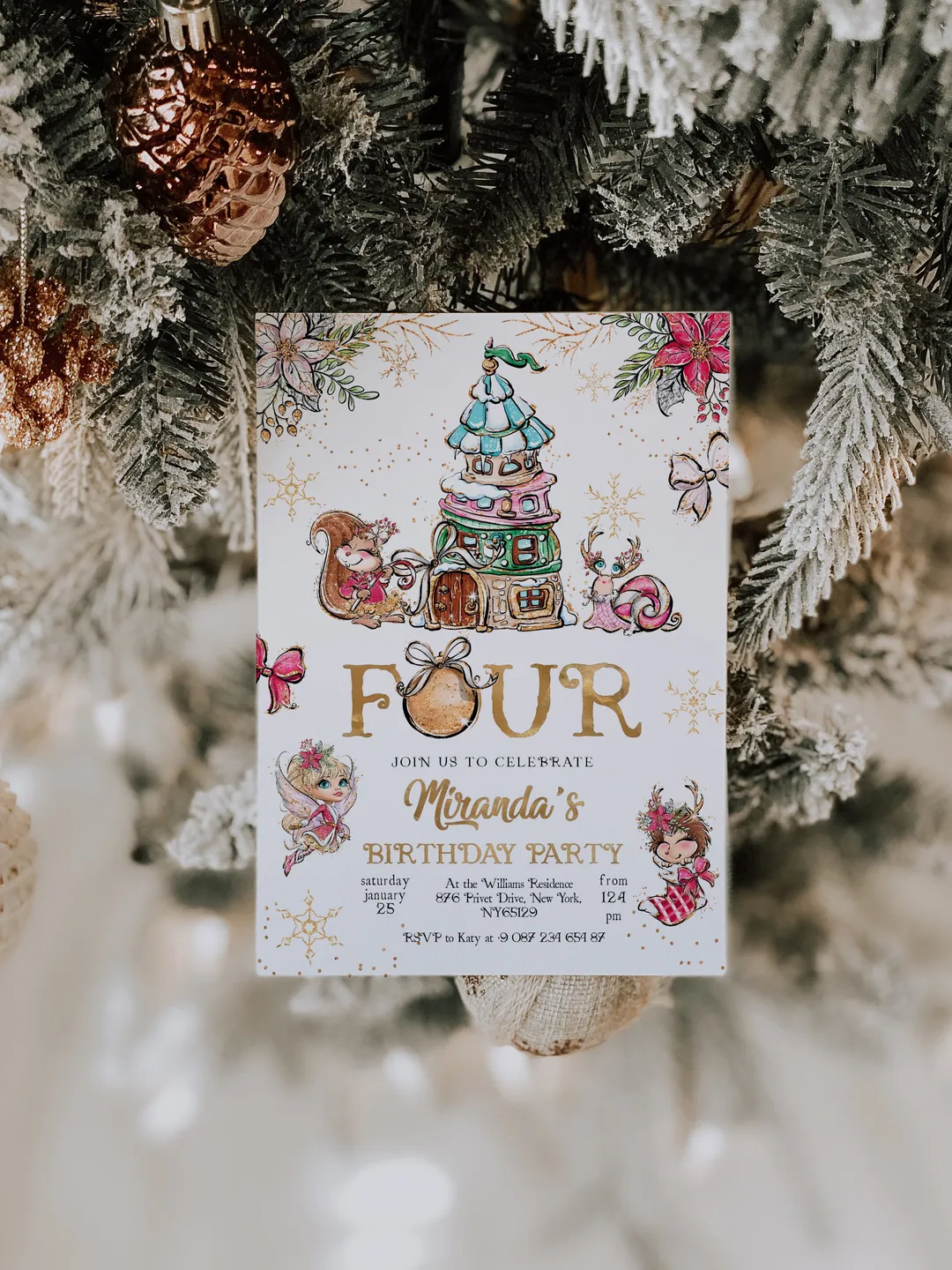 Christmas Pixie Birthday Invitation; Magical Fairy Invitation; Enchanted Fairy  Birthday Party Invitation; Christmas  Birthday any age; CF1