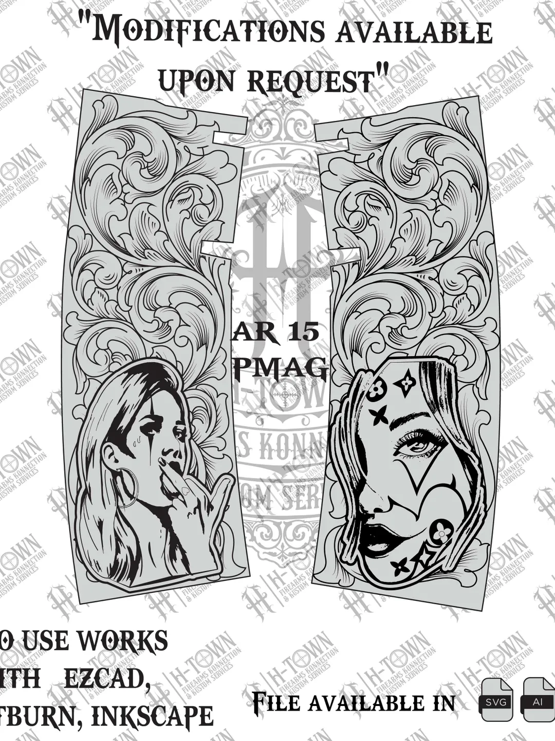 Thspa Vector File Sugar Skull Paisley PMAG Wrap | AR-15 Engraving File | Svg PNG Ai Eps ...