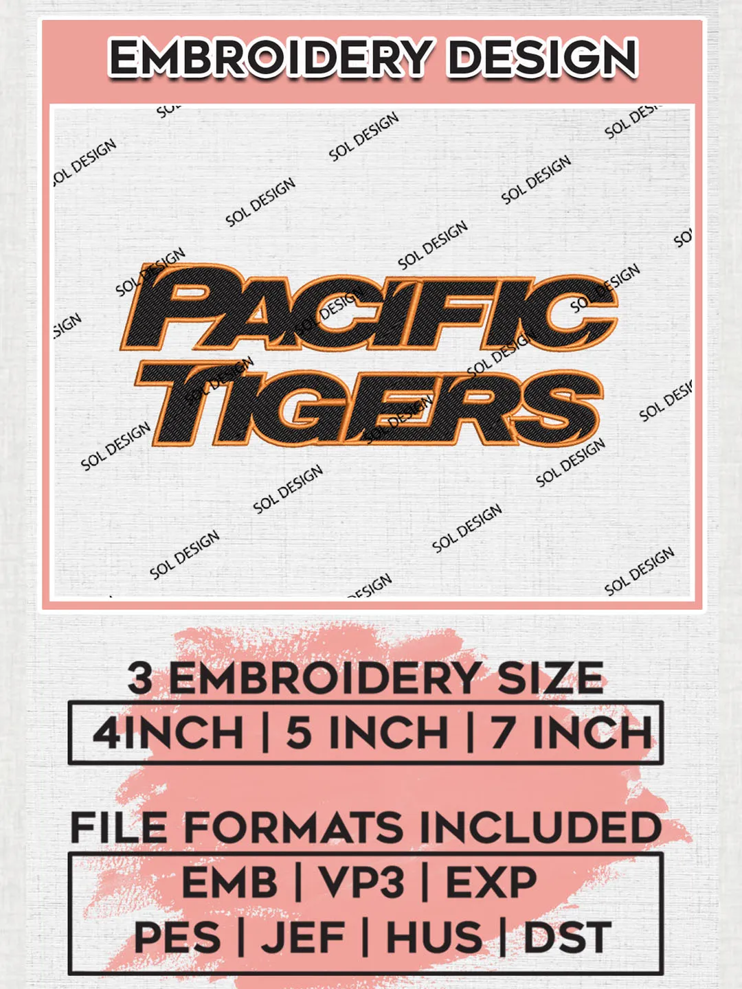 NCAA Pacific Tigers Team Wordmark Logo embroidery designs, NCAA Pacific Tigers Logo Machine embroidery designs, NCAA Logo embroidery designs, NCAA Lopes Machine embroidery designs, Digital Download