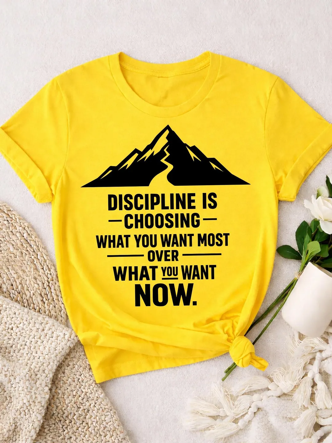Discipline Quote PNG + SVG – Motivational Gym T-Shirt Design – Commercial Use Sublimation File – Fitness Mountain Cricut Cut File