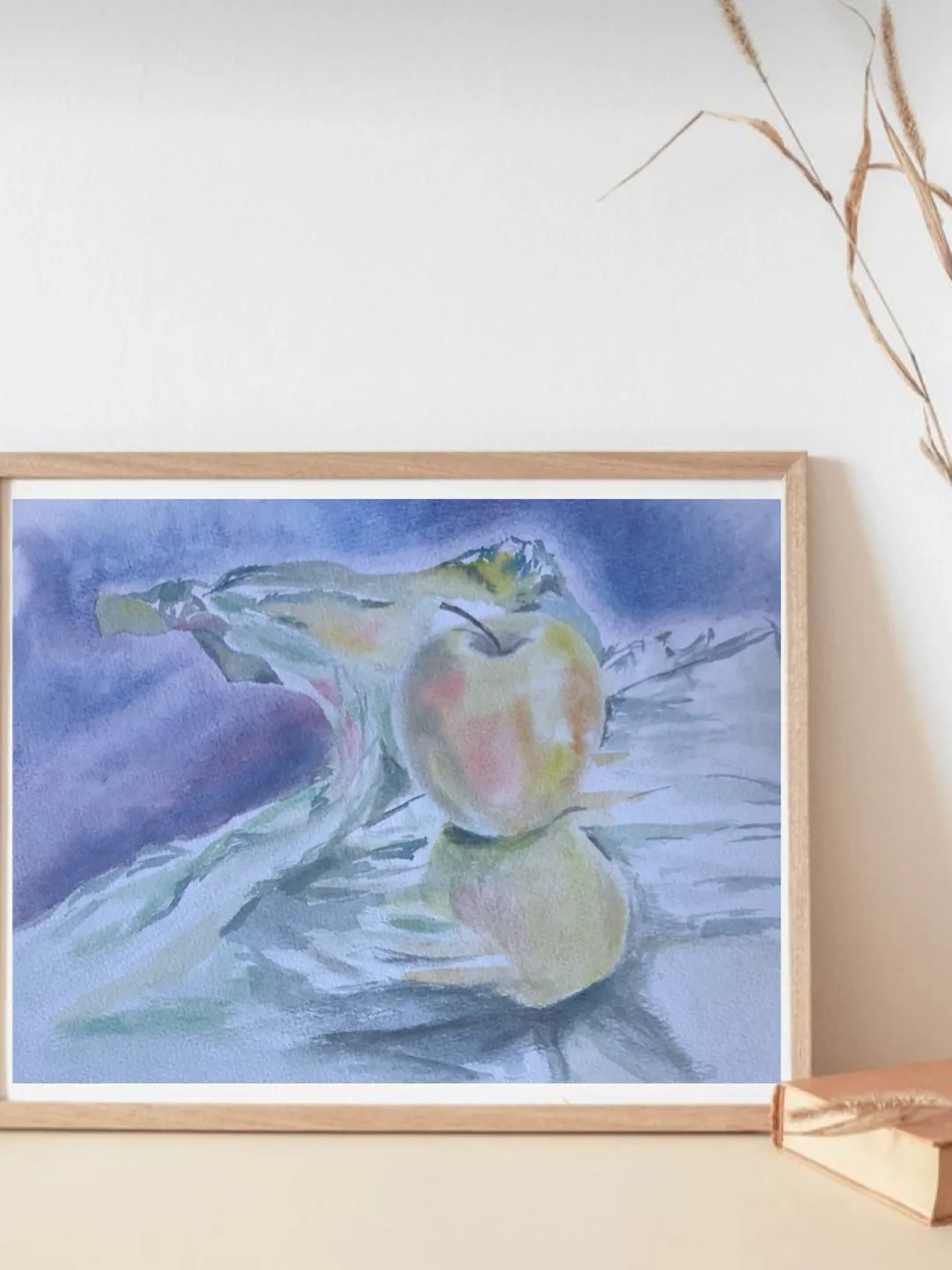 Apple original watercolour painting hand painted modern painting wall ...