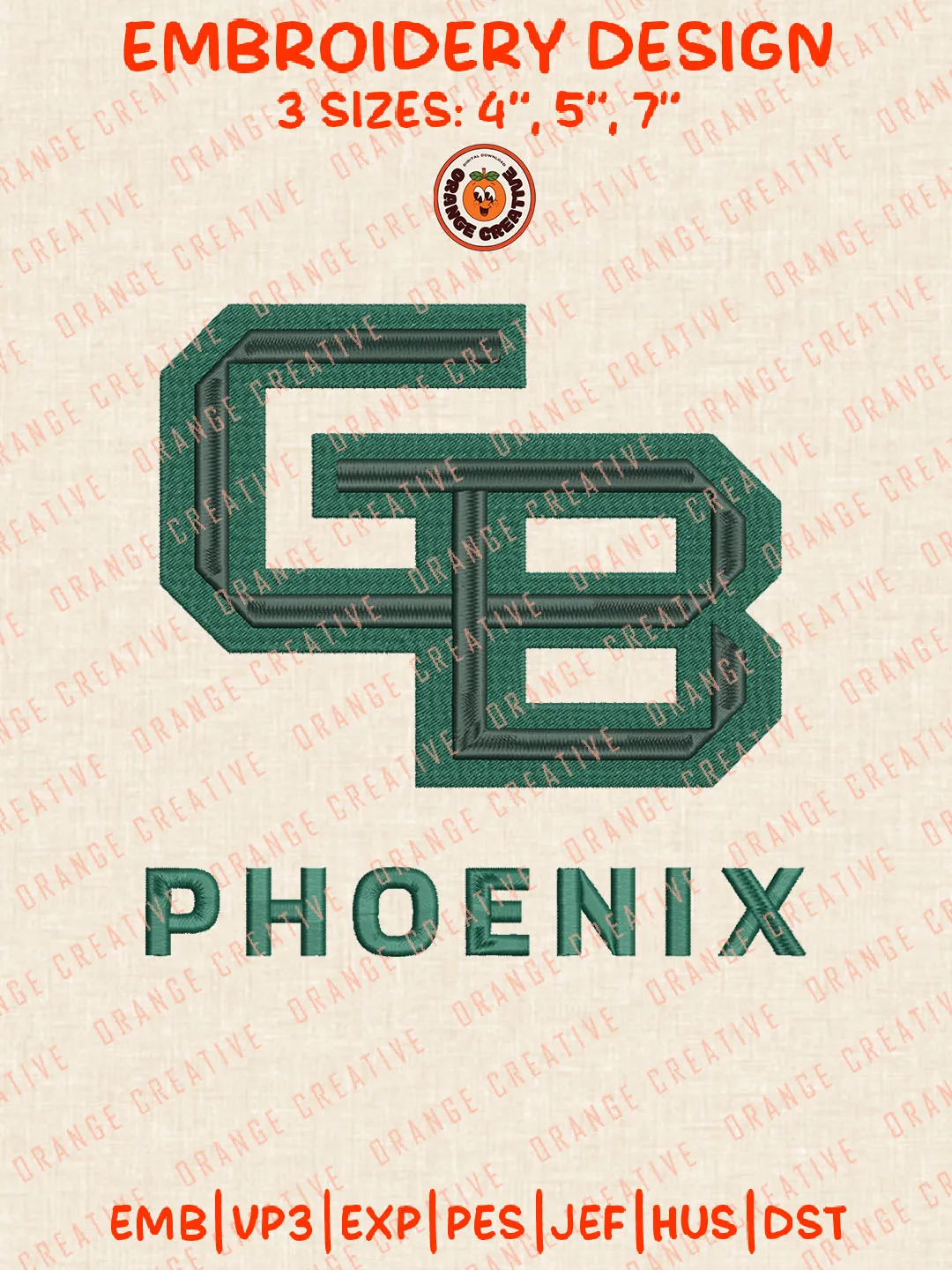 NCAA GB Phoenix Logo Embroidery Files, NCAA Green Bay Phoenix Team Embroidery Designs, College Football Team Machine Embroidery Files, NCAA Green Bay Machine Embroidery, Digital Download