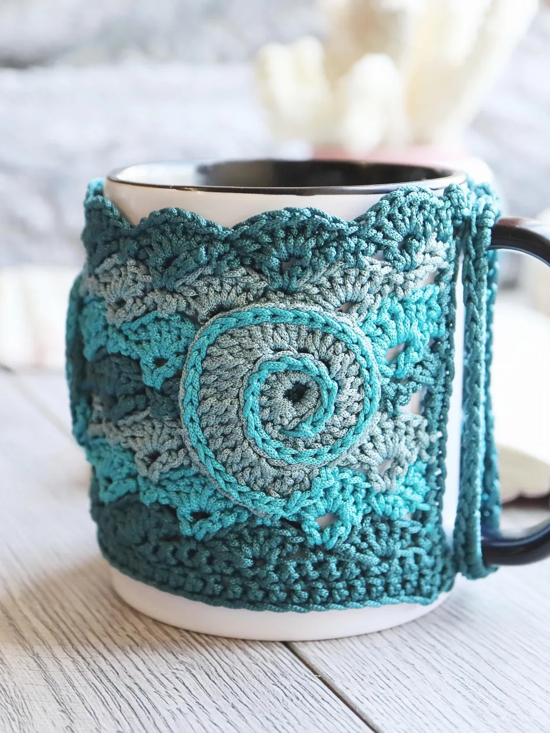 Mug Cozy Crochet Pattern PDF, Coastal Mug Sleeve Pattern, Ocean Inspired Cup Cozy, Seashell Crochet Pattern