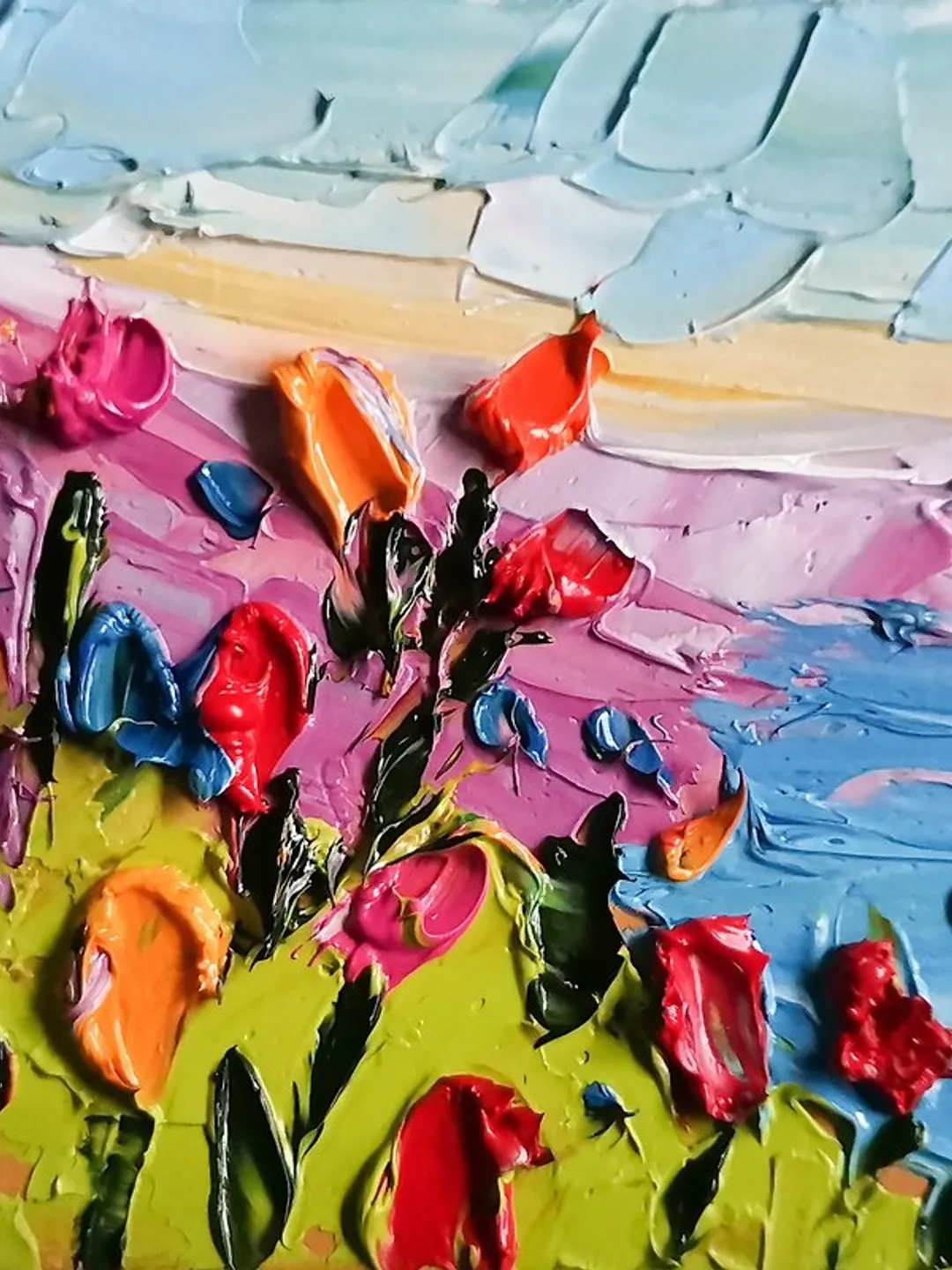 California Poppy Painting 油畫原作 Original Art 手工油畫 Small Oil Painting 油畫 by Verafe