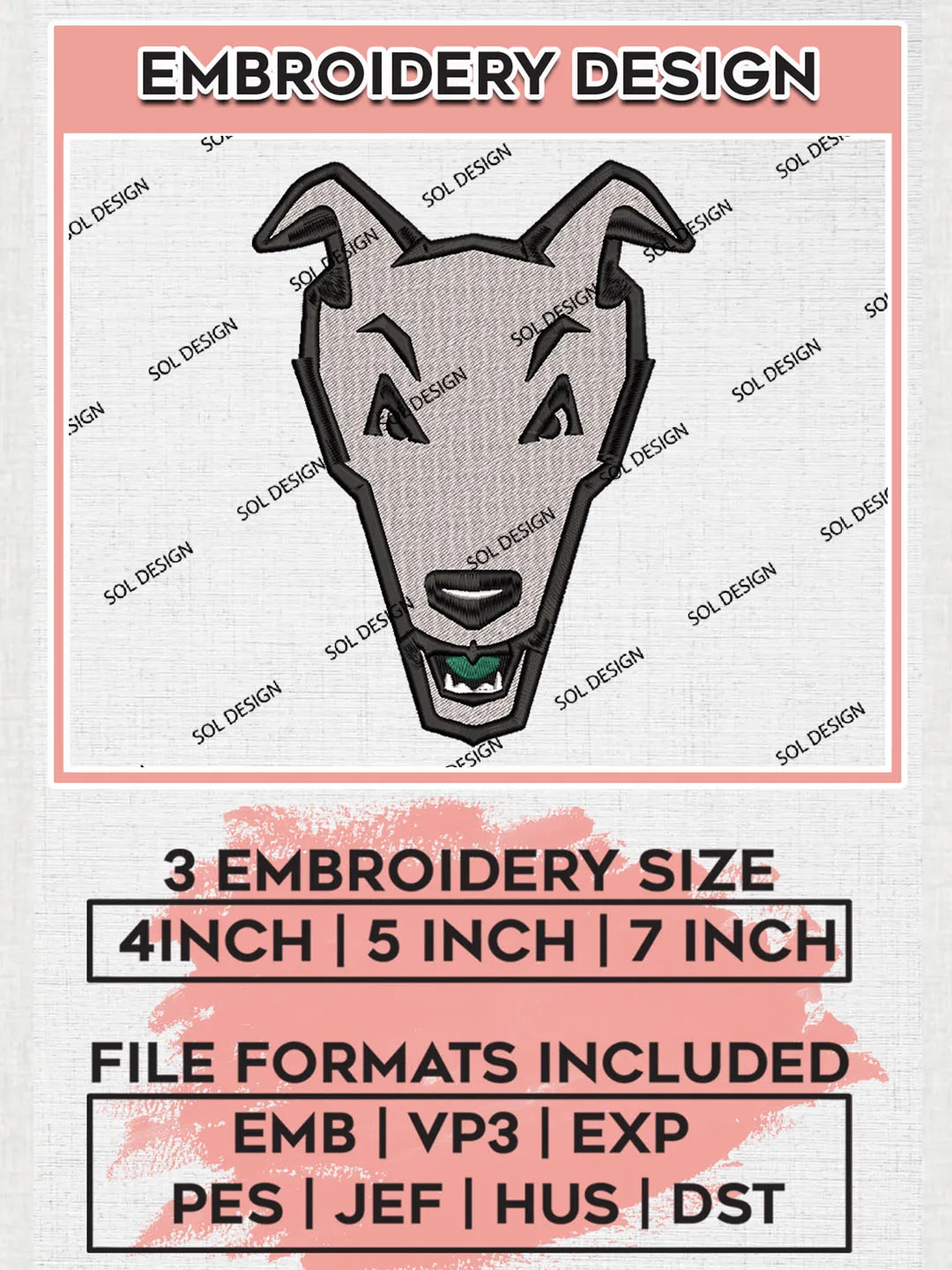 Loyola Maryland Greyhounds Mascot Embroidery Designs, NCAA Logo Embroidery Files, NCAA Loyola Maryland Logo, NCAA Embroidery Designs, Machine Embroidery Designs, Digital Download