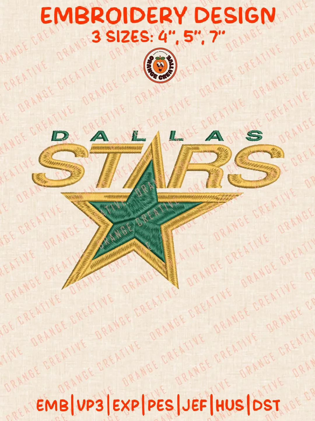 NHL Dallas Stars Logos Embroidery Designs, NHL Team Logo Embroidery Files, Machine Embroidery Design File, 4 Sizes, Custom Size, Digital Download