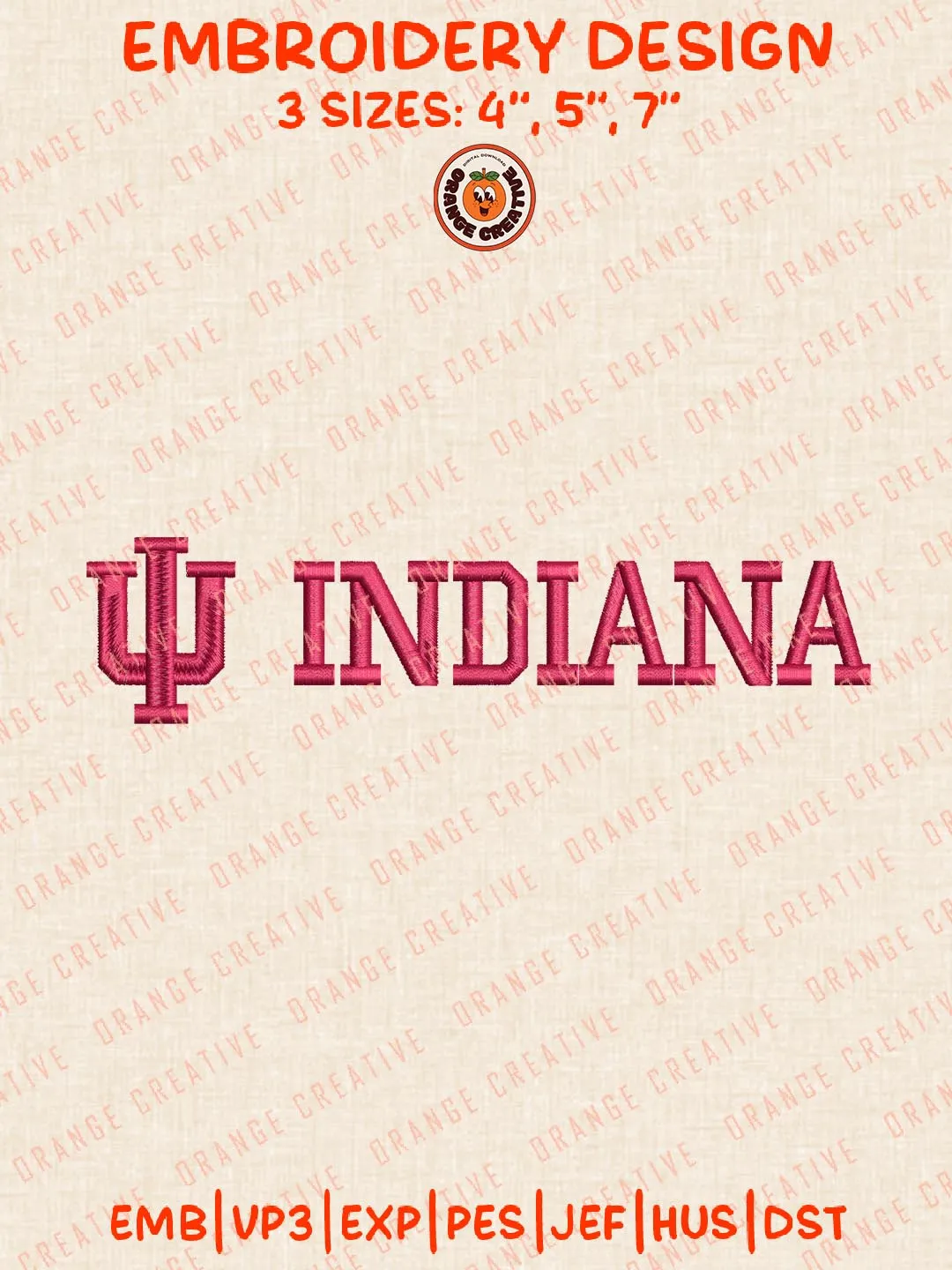 NCAA Indiana Embroidery Design, NCAA Team Logo Embroidery Design, Machine Embroidery Design File, 4 Sizes, Digital Download