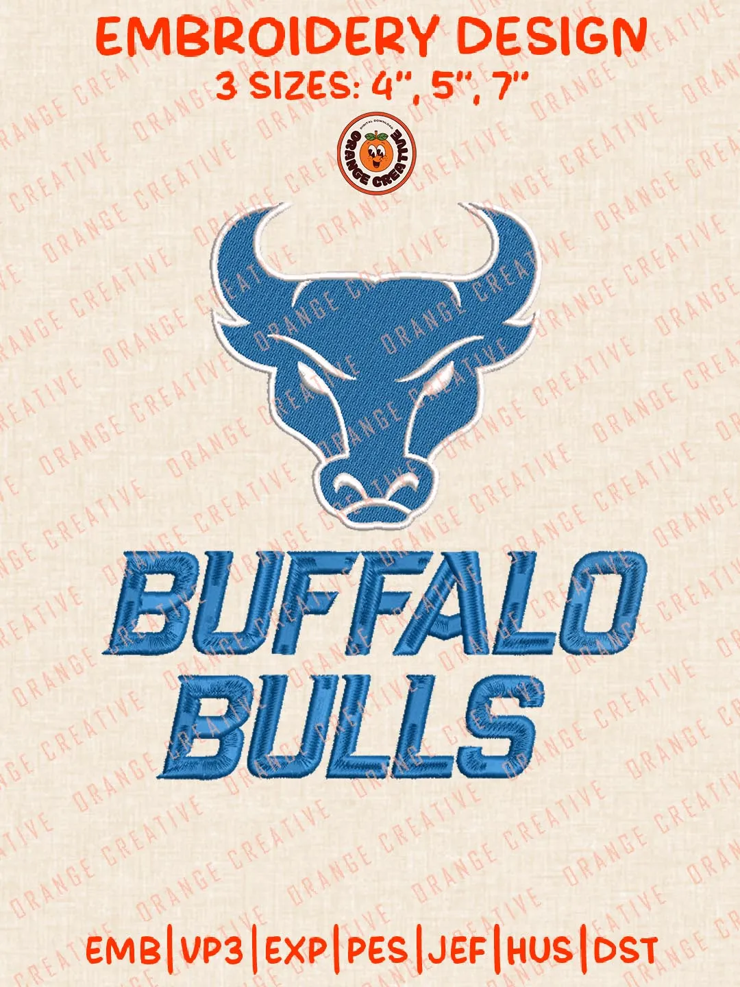 NCAA Buffalo Bulls Embroidery Design Files, NCAA Logos Embroidery Designs, NCAA Machine Embroidery Files, 3 Sizes, Custom Sizes, Instant Download