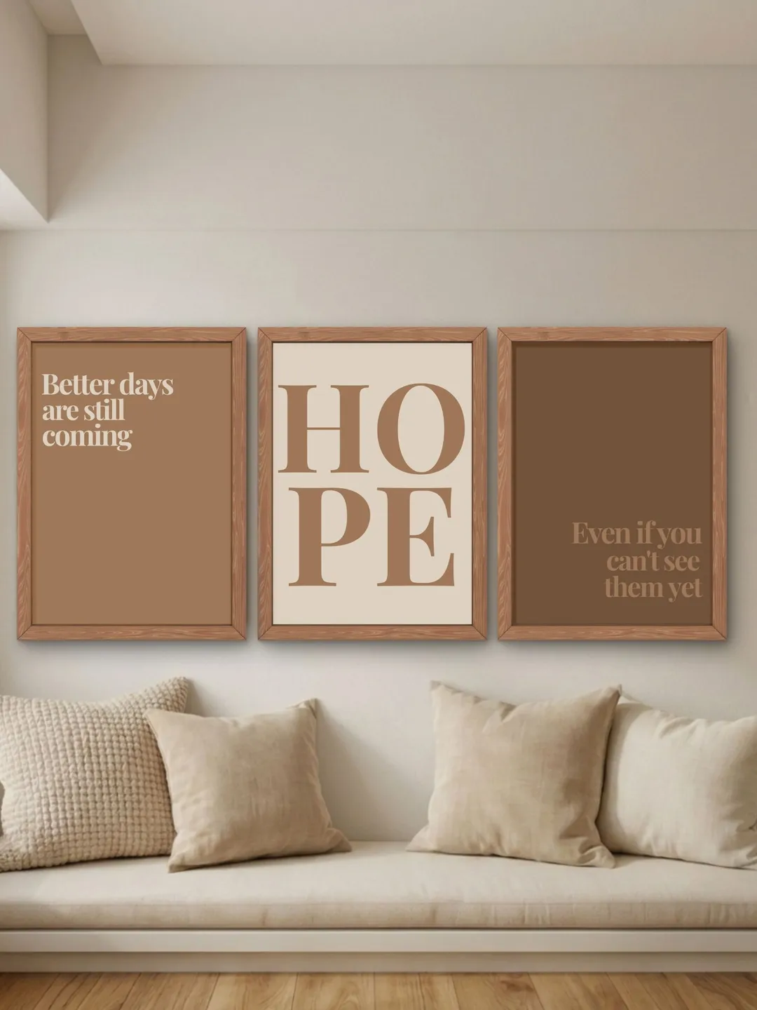 Hope Printable Wall Art Set of 3, Better Days Are Coming, Soft Minimal Quotes, Neutral Home Decor, Digital Download