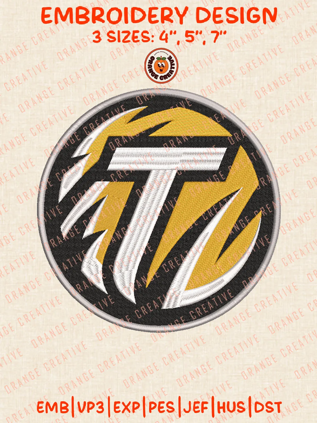 NCAA Towson Tigers Round Logo Embroidery Files, Towson Tigers Team Embroidery Designs, Football Team Machine Embroidery Files, NCAA Towson Machine Embroidery, Digital Download