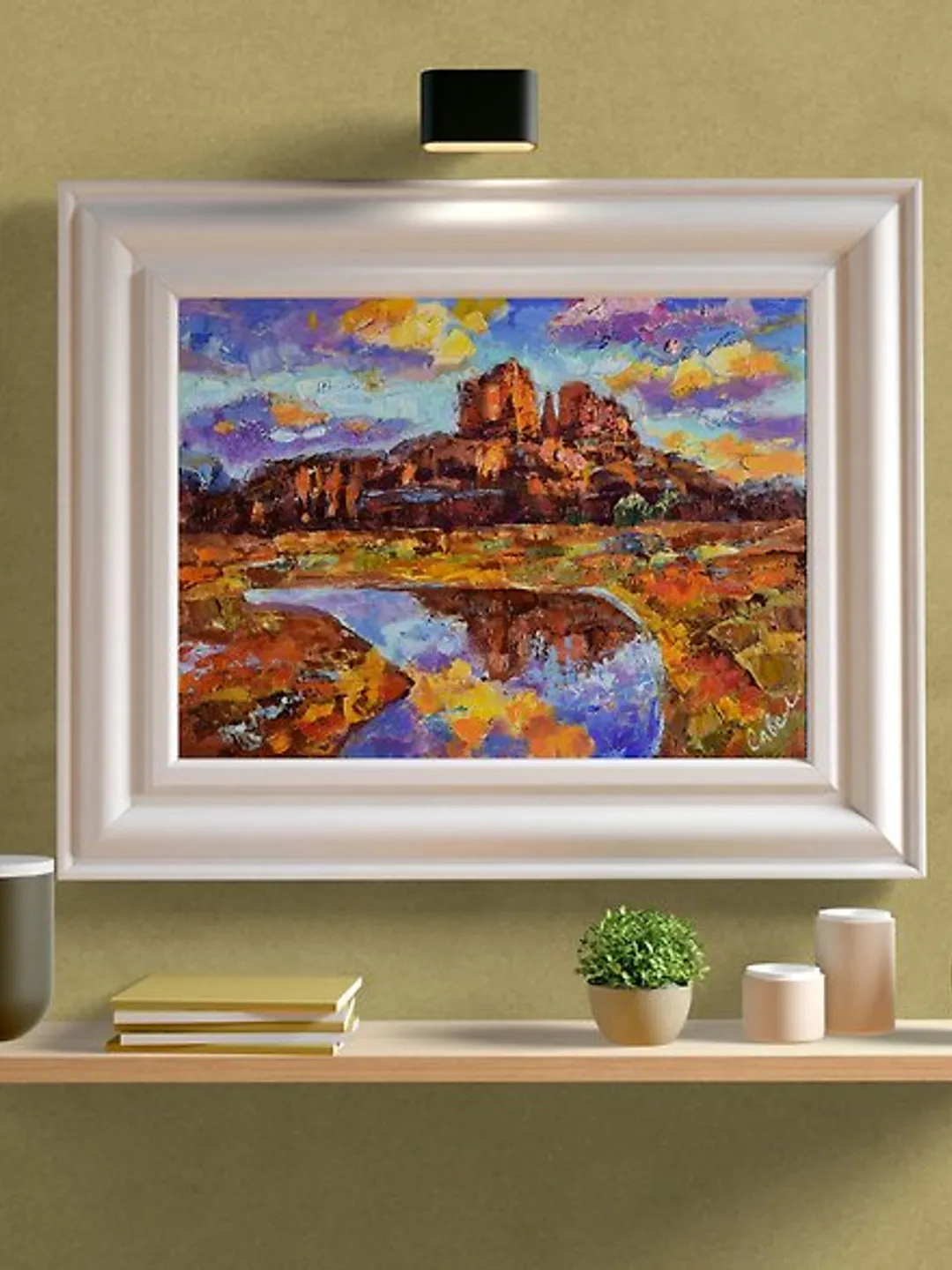 Mountains Artwork Impasto Landscape Plain Painting Original Art Sunset ...