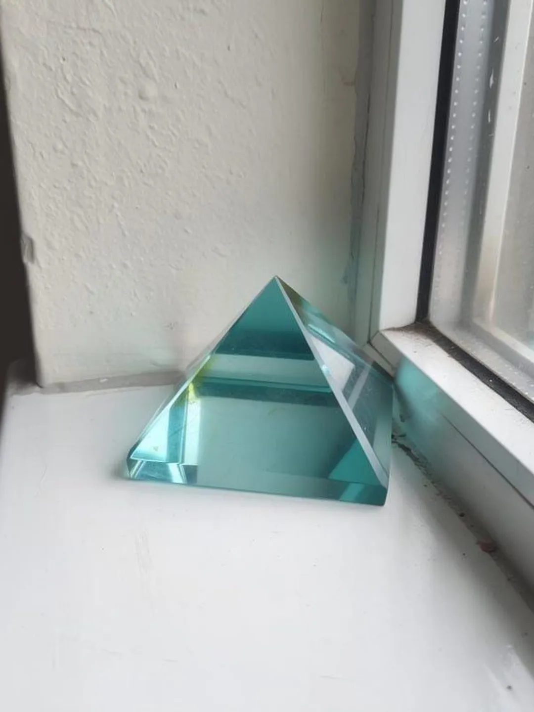 Handmade Certified Sky Blue Glass Pyramid | Spiritual Crystal for ...