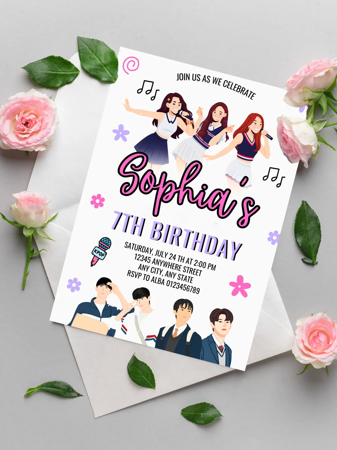 Editable Kpop Demon Hunters Birthday Invitation Template, Editable