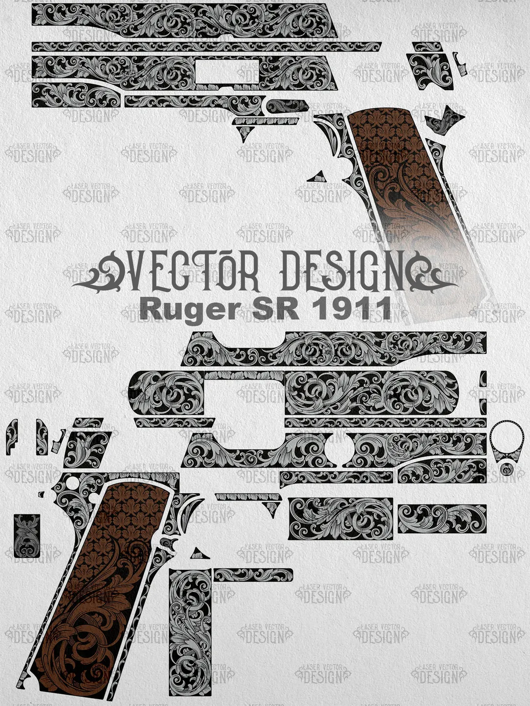 Ruger Vector VECTOR DESIGN Ruger Red Label, 28 gauge Over Scrolls and partridges