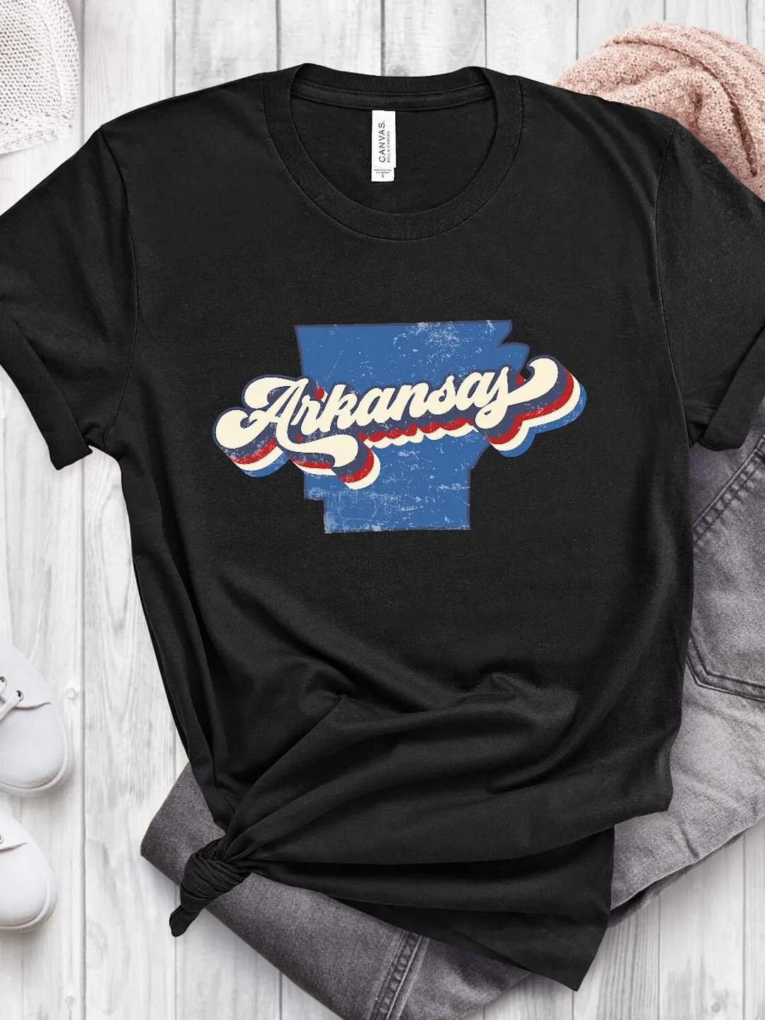 Arkansas State Shirt: Vintage Fan Tee (Unisex and Women's Soft Cotton)