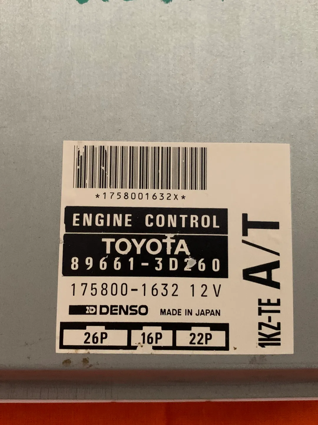 Engine control module ECU 89661-3D260 896613D260 TOYOTA 1KZ-TE
