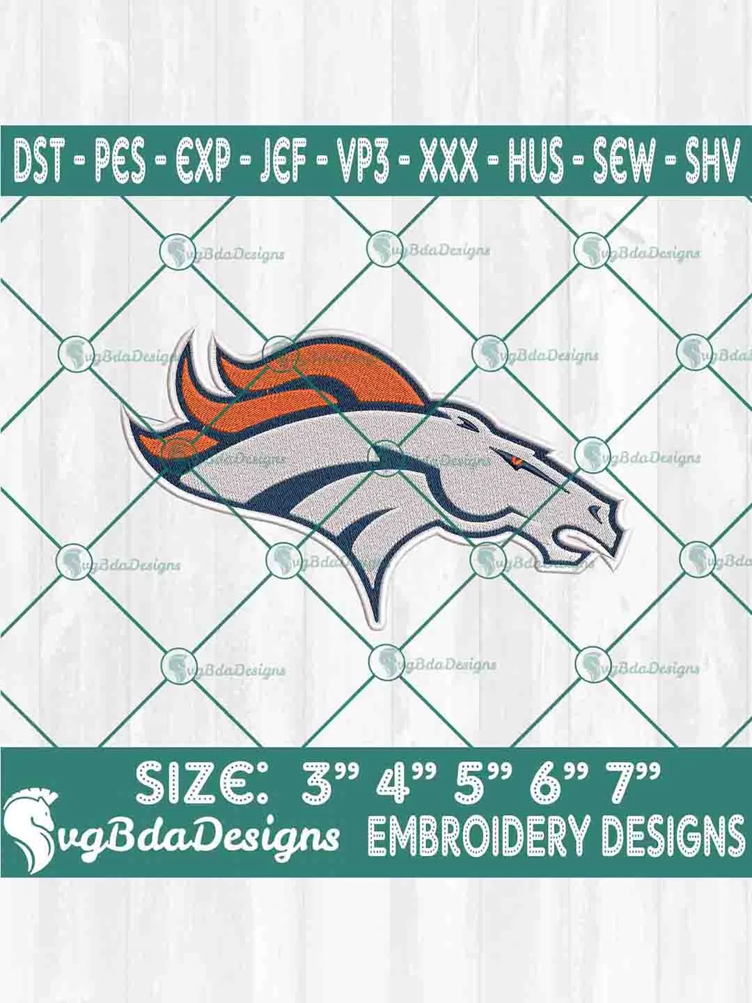 Denver Broncos Machine Embroidery Design, NFL Embroidery Designs