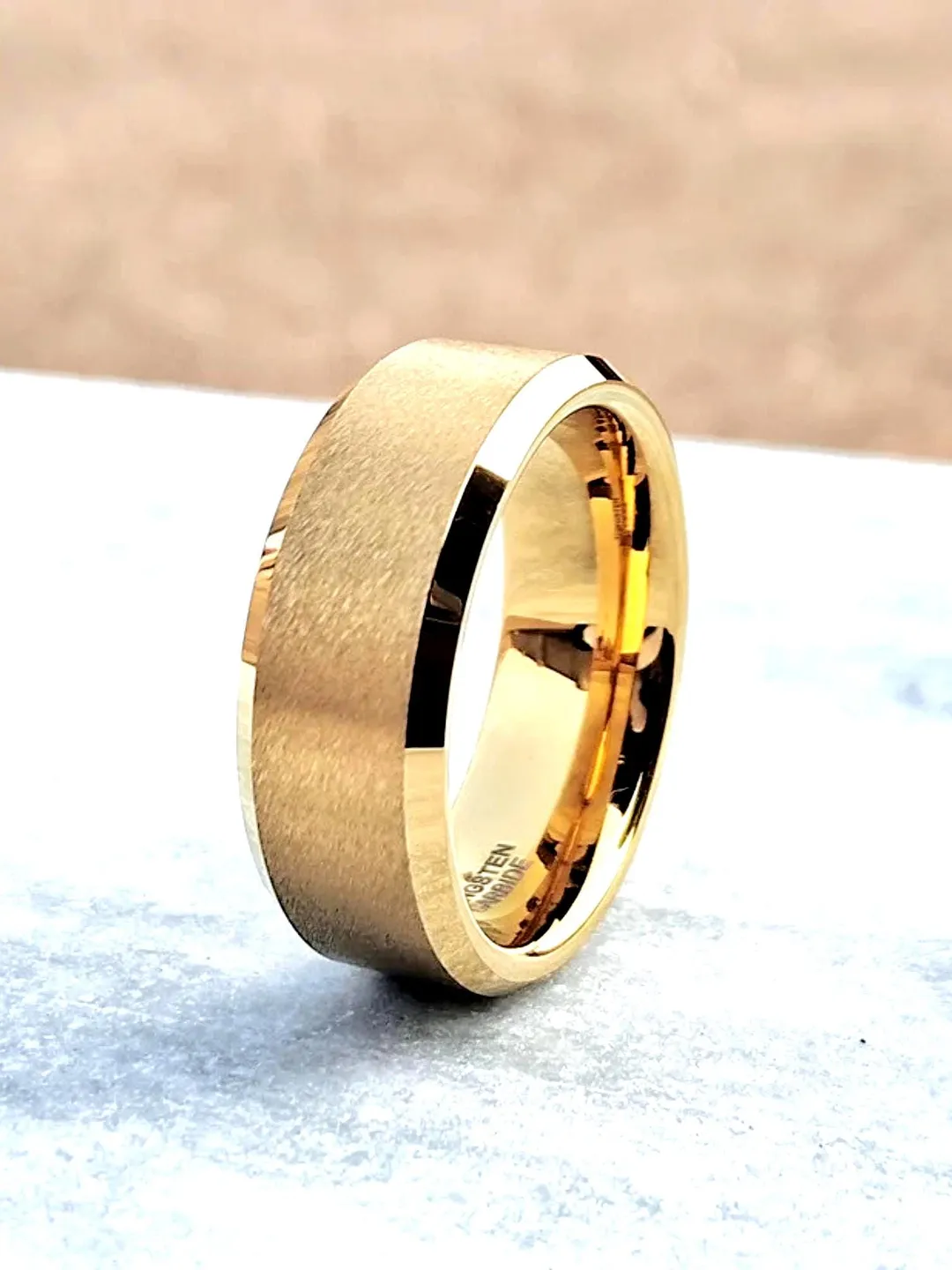 8mm Gold Edging 8MM High Polished Edge Sandblasted Silver 24K Gold Plated Domed ...