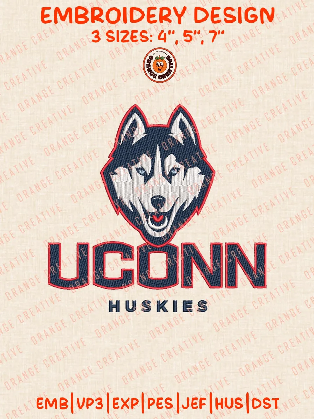 UConn Huskies Logos Embroidery Design Files, NCAA Logos Embroidery Designs, Machine Embroidery Files, 4 Sizes, Custom Sizes, Instant Download