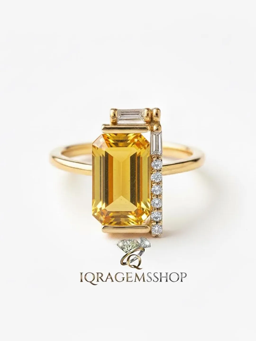 925 Sterling Silver Citrine Stacking Ring | Minimal Yellow Gemstone ...