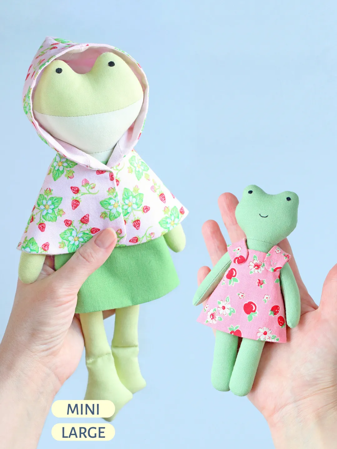 2 PDF Frog Family (Large Frog and Mini Frog Stuffed Animals) Sewing Patterns Bundle