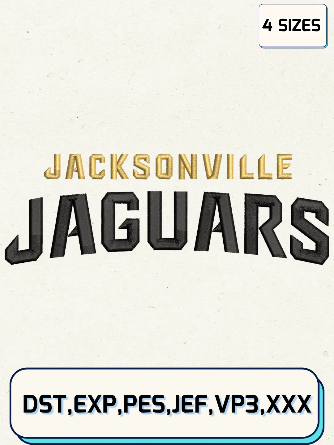 Jacksonville Jaguars Wordmark Logo Embroidery Design Files,NFL Logo Embroidery Designs,Machine Embroidery Files,4 Sizes