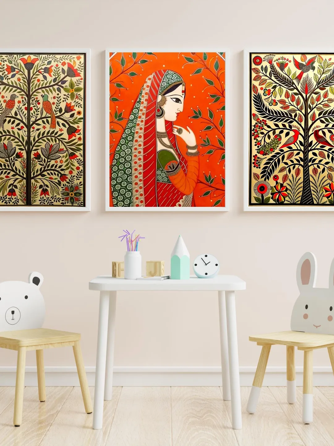 Madhubani Painting, Indian Folk Art, Woman Print, Traditional Artwork ...