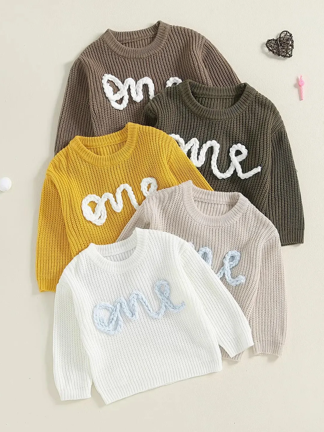 Newborn Baby Knit Sweater - Cute Letters Embroidery Jumper for Girl or Boy | 1st Birthday Outfit | Vintage Casual Infant Clothes