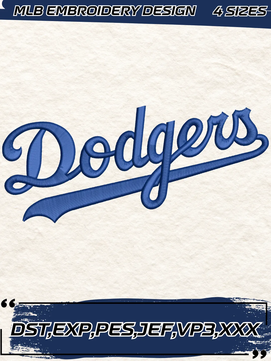 Dodgers Baseball Embroidery Design - Jersey Logo - Machine Embroidery File