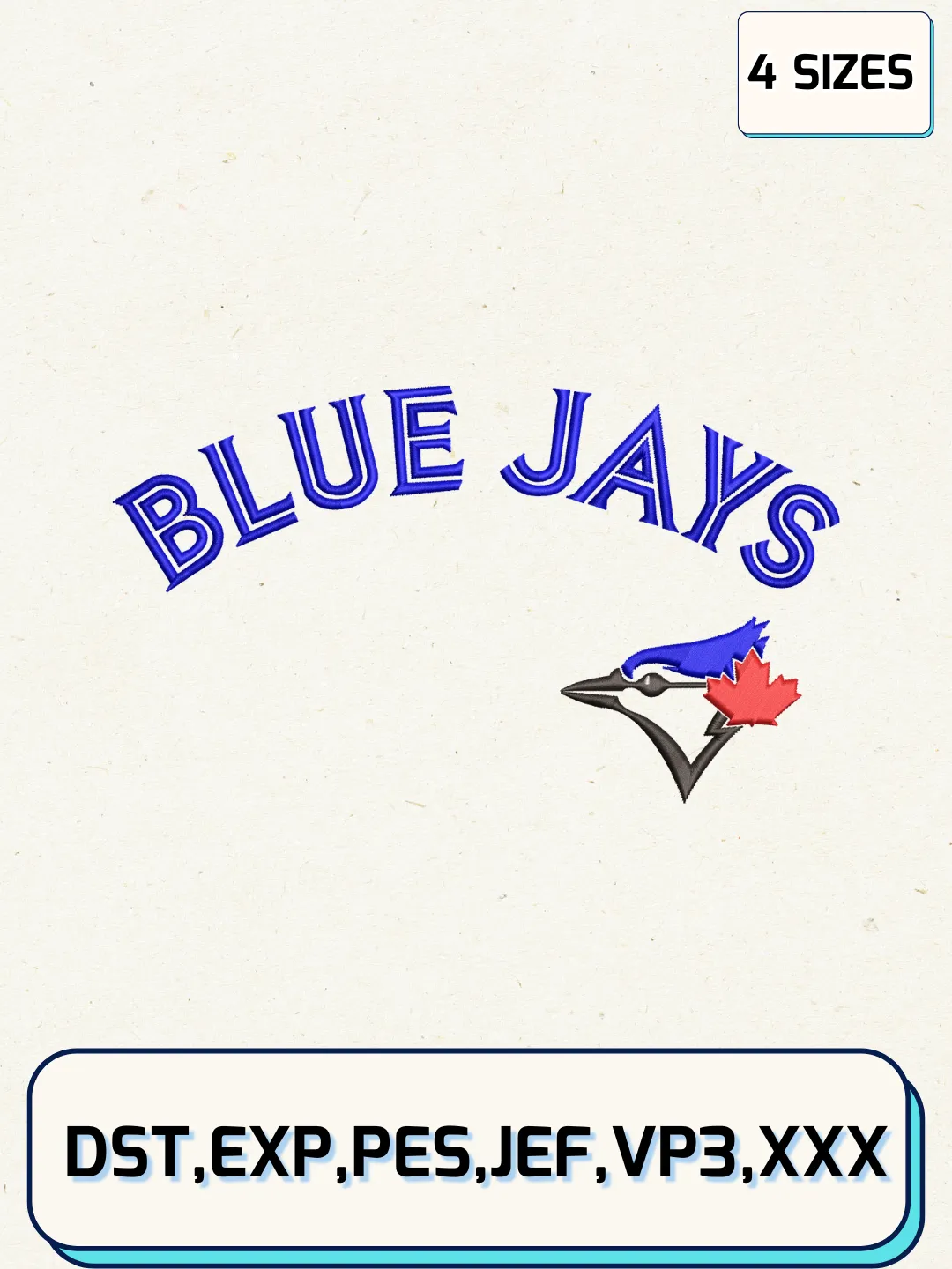 Toronto Blue Jays Logos Embroidery Design Files, MLB Logos Embroidery Designs, Machine Embroidery Files, 4 Sizes
