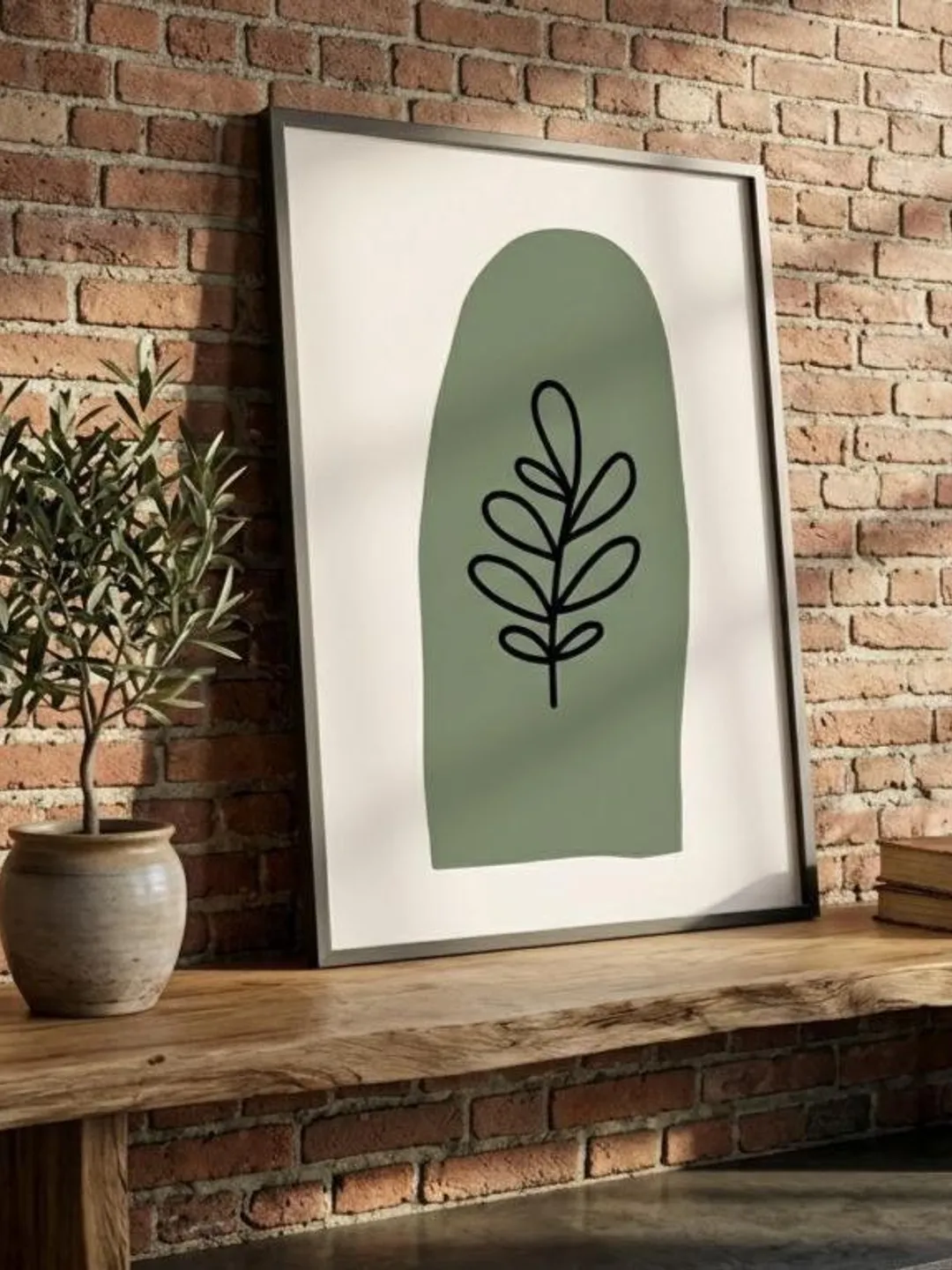 Minimalist Botanical Wall Art | Sage Green Abstract Leaf Print | Boho ...