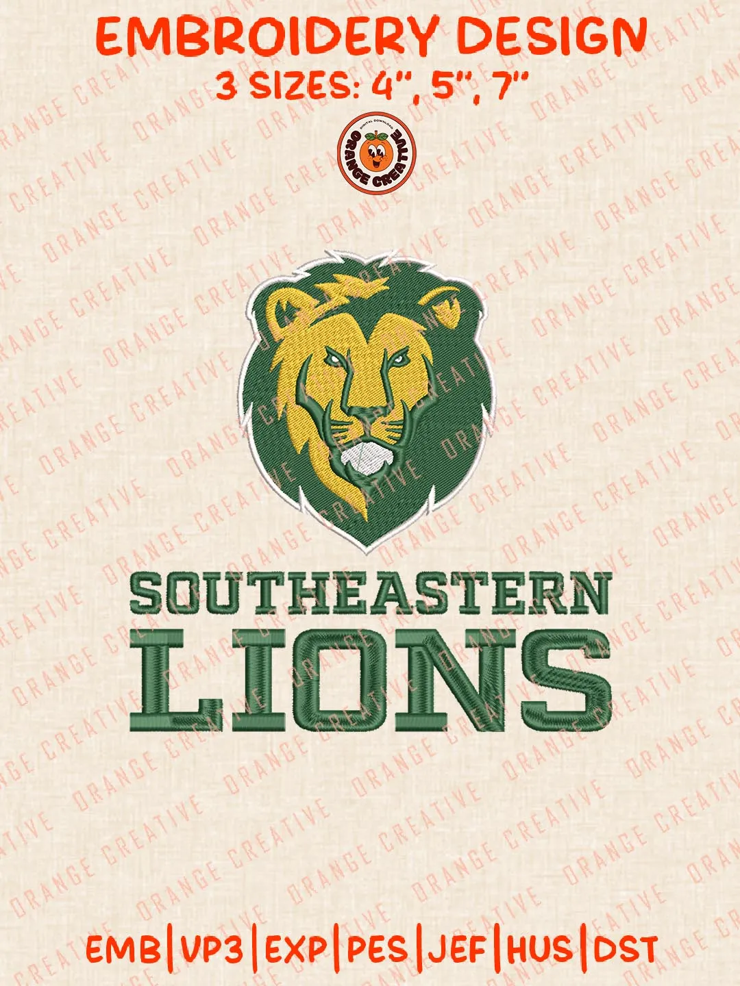 SE Louisiana Lions Logos Embroidery Design Files, NCAA Logos Embroidery Designs, Machine Embroidery Files, 4 Sizes, Custom Sizes, Instant Download