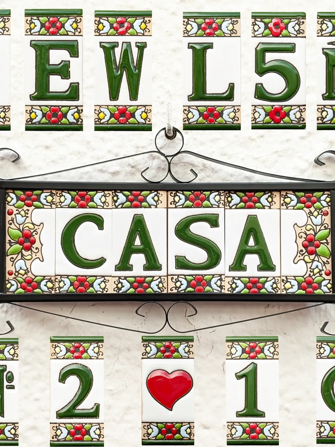 Ceramic letters and numbers 7.5cm. (3") for the wall - Hand-glazed in Spain - "ESCUDILLER-Verde" models - Ceramic letters number -