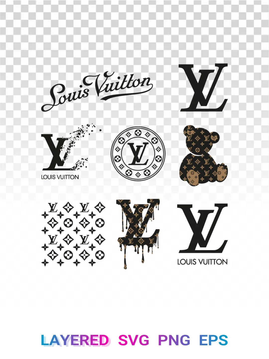 Louis Vuitton Logo SVG Bundle LV Monogram PNG Fashion Cricut