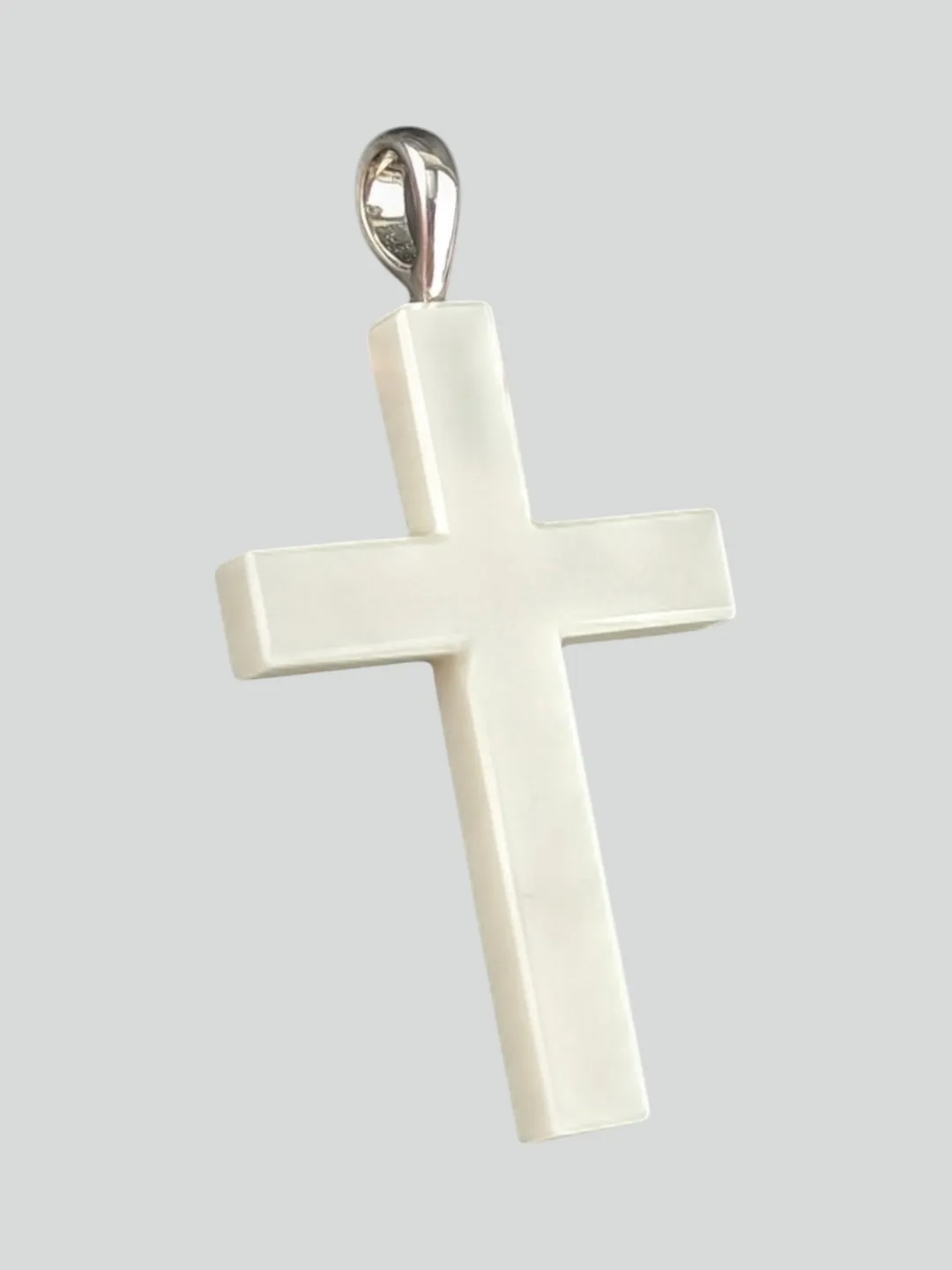 Christian cross made of solid white agate.