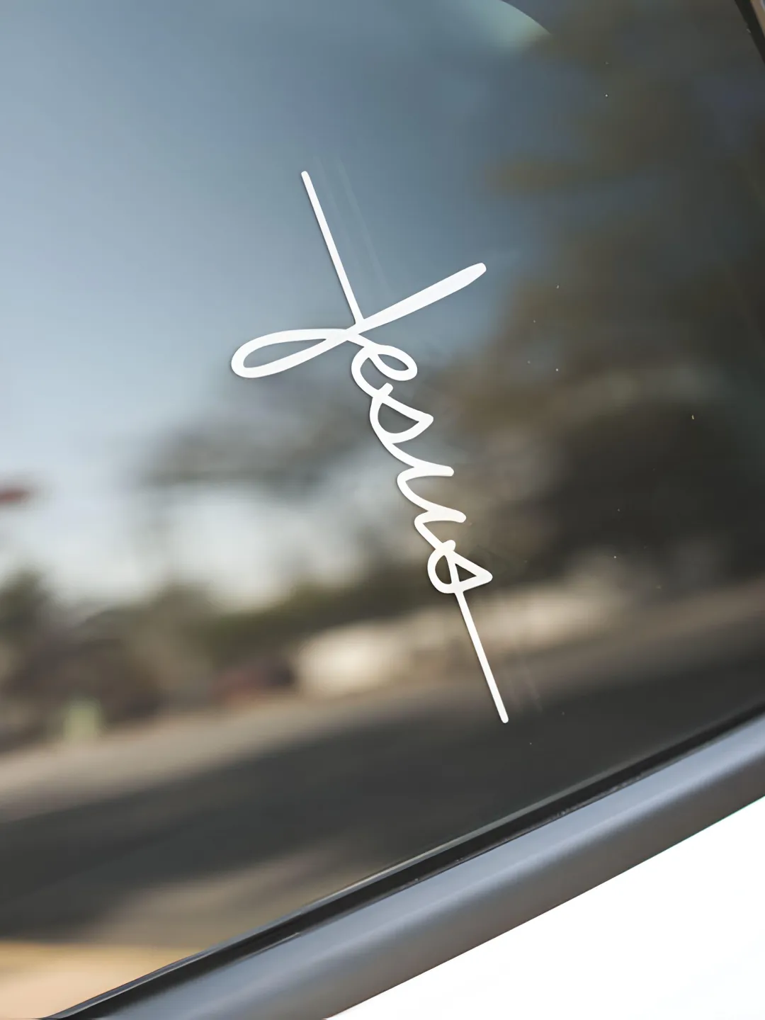 Jesus Car Decal | Christian Vinyl Sticker for Car Window | Faith Script ...